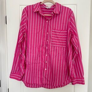 Evereve Vibrant Pink Blue White Striped Shirt